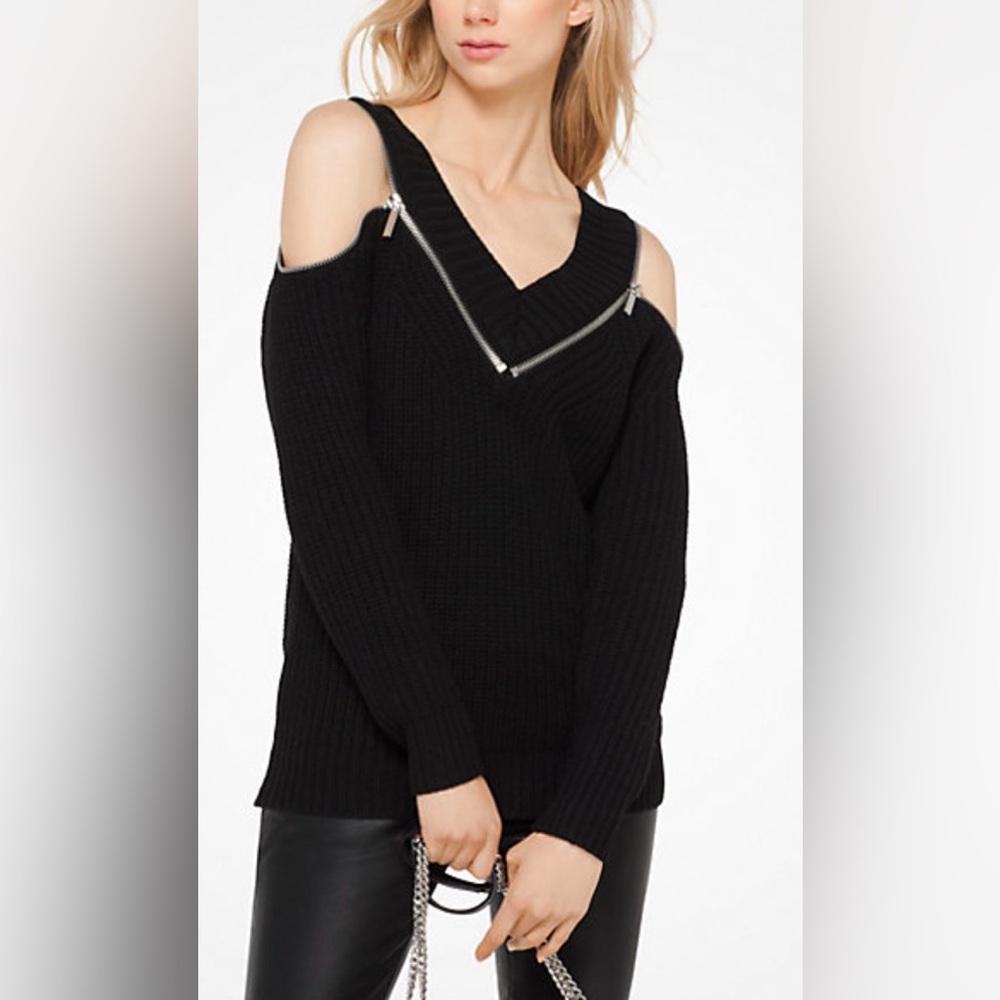 Michael Kors Zip Cold Shoulder Sweater